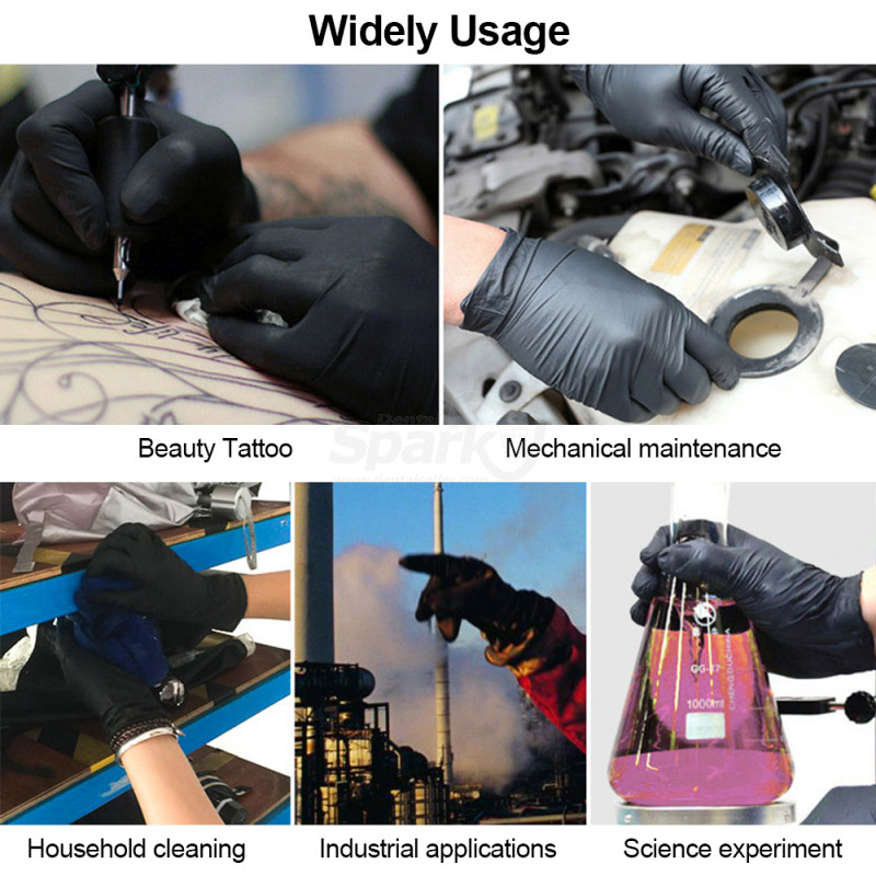 200 PCS/100 Pairs Black Nitrile Gloves Disposable Gloves Food Grade