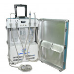 Dentist Portable Dental Delivery Unit Cart with Air Compressor Suitcase and 4 Holder 2 Years Guarantee GU-P204
